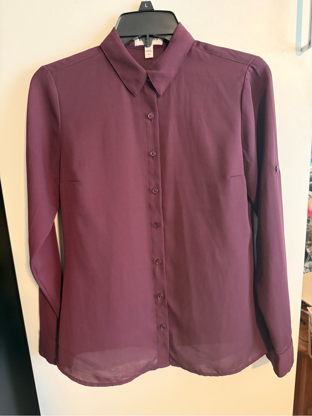 Express Portofino Button Down Shirt Plum XS
